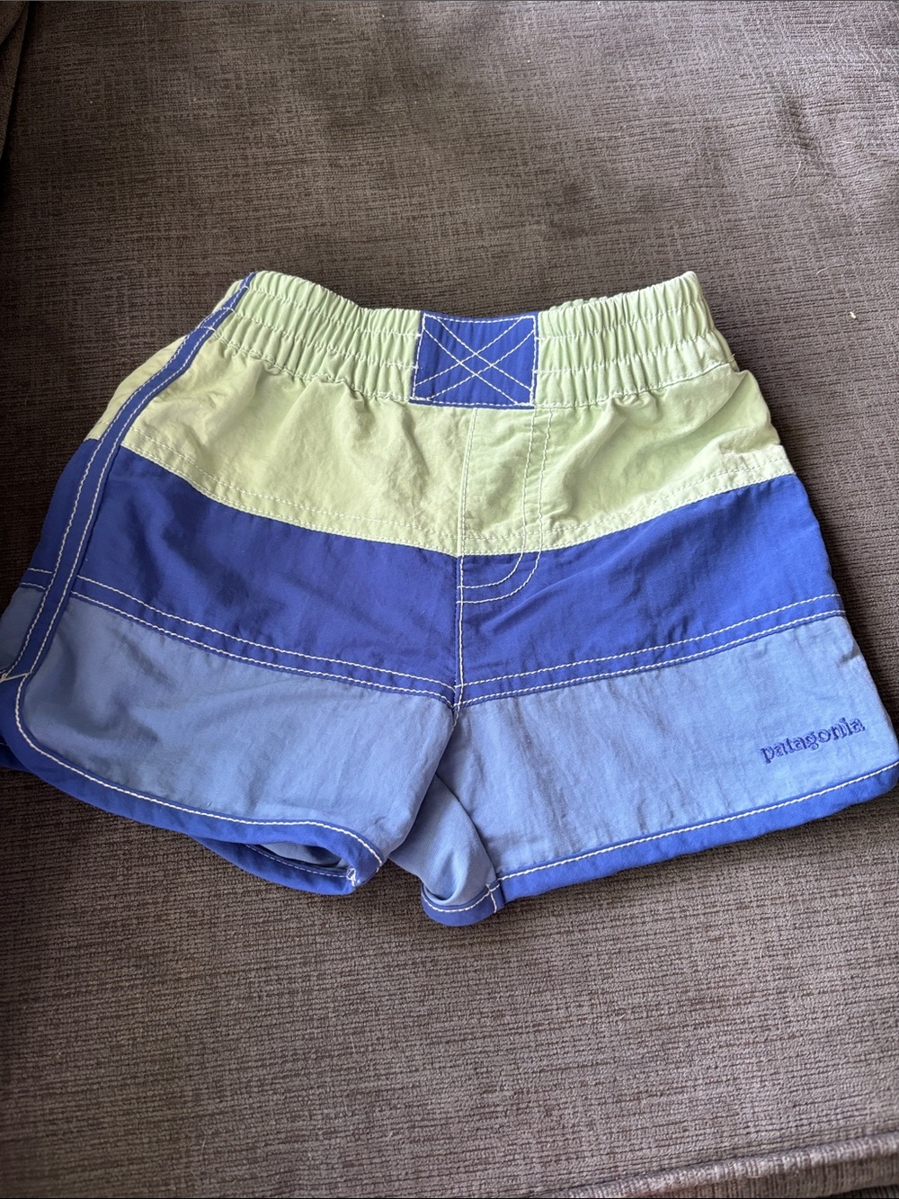 Patagonia Kids Blue and Green Colorblock Swim Shorts